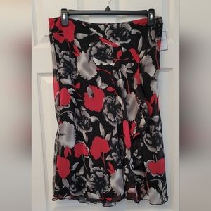 Vintage light and floaty A-line skirt with sexy ruffle, sz 14.